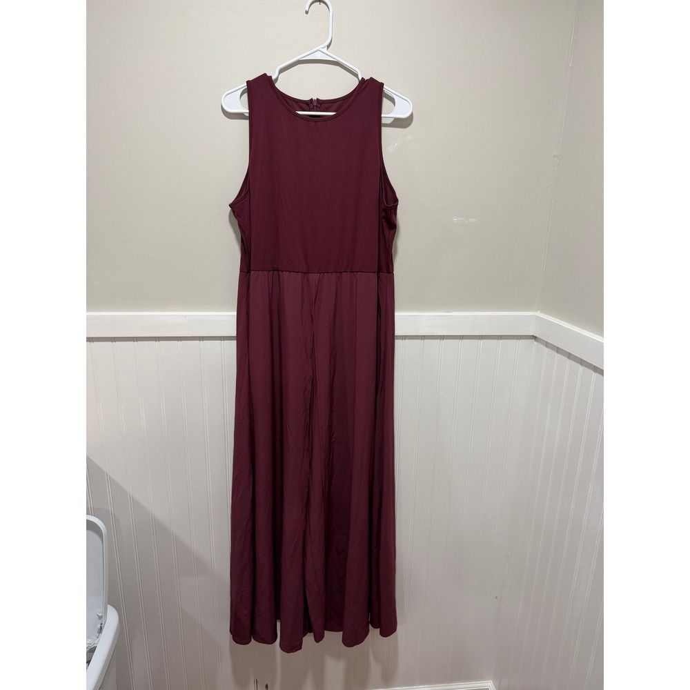 Halara Sleeveless Jumpsuit Flowy Burgundy Boho Fall Women Size XL Petite